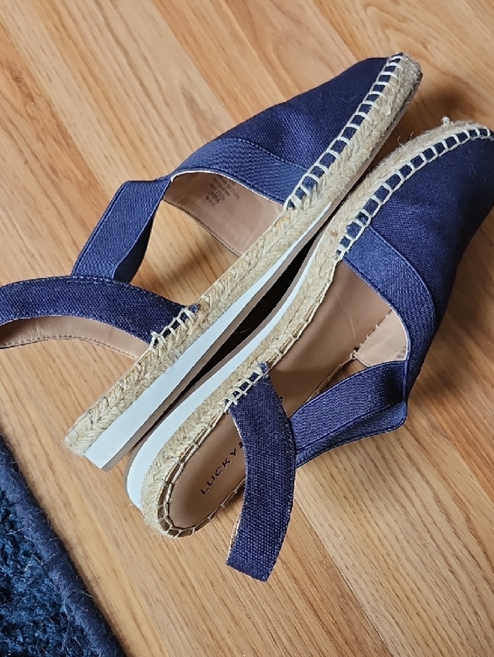 Lucky Brand Navy Canvas Espadrille Slingbacks with Crisscross Straps - Picture 6 of 9